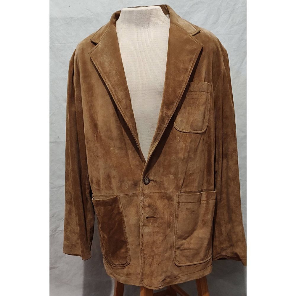 THE TERRITORY AHEAD LEATHER Caramel colored long blazer. Size XL.